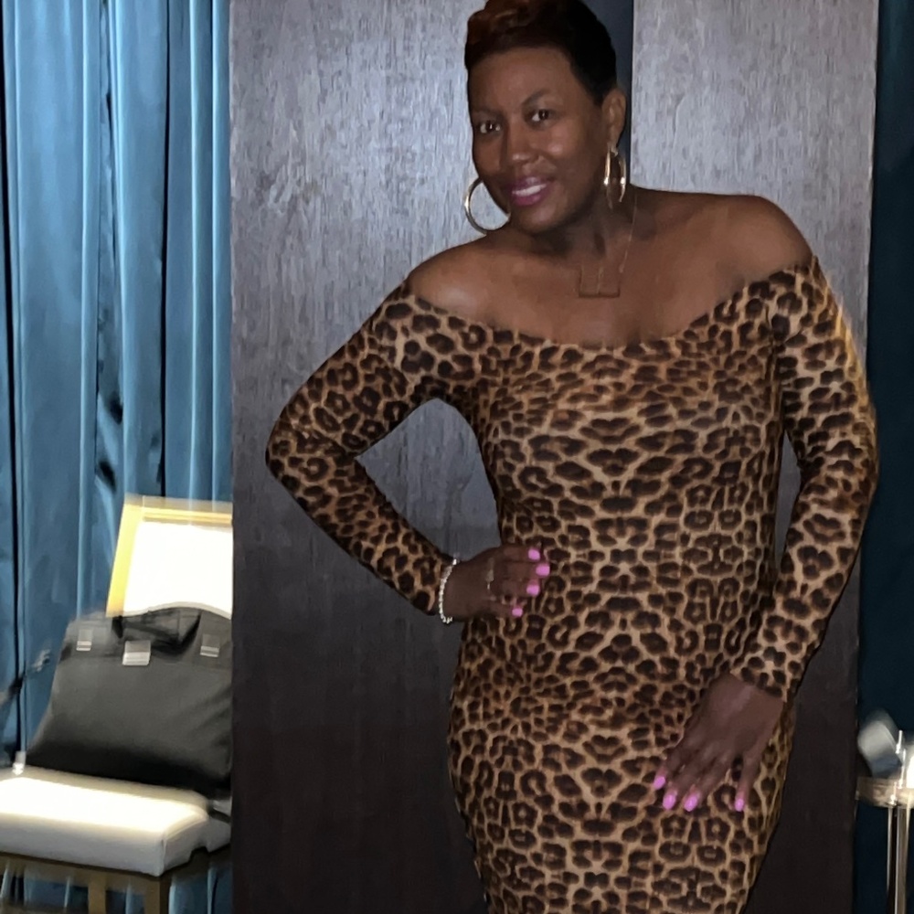 Plus Size Off the Shoulder Leopard Dress
